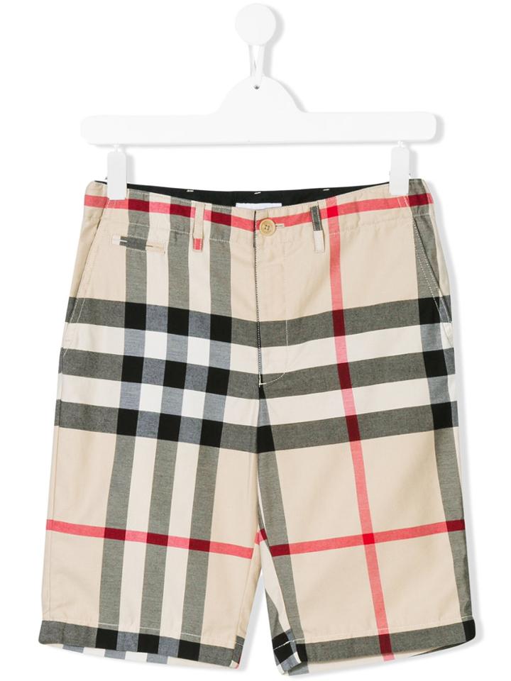 Burberry Kids Check Shorts - Nude & Neutrals