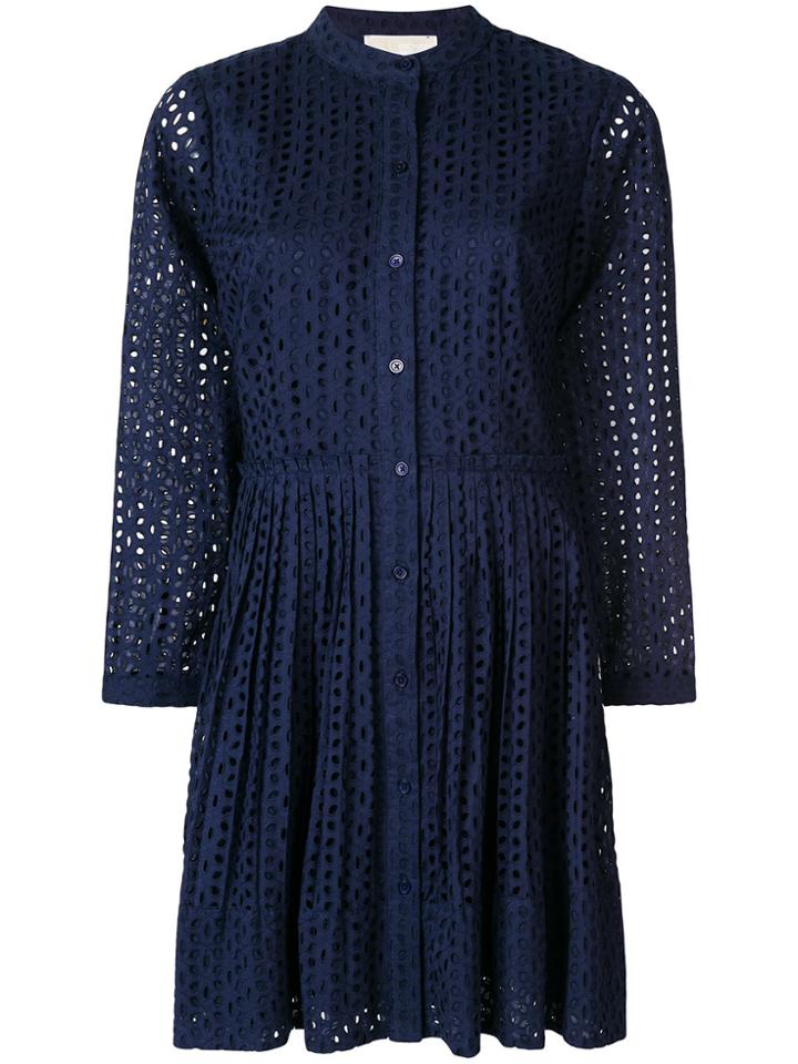 Michael Kors Collection Lace Mandarin Collar Dress - Blue