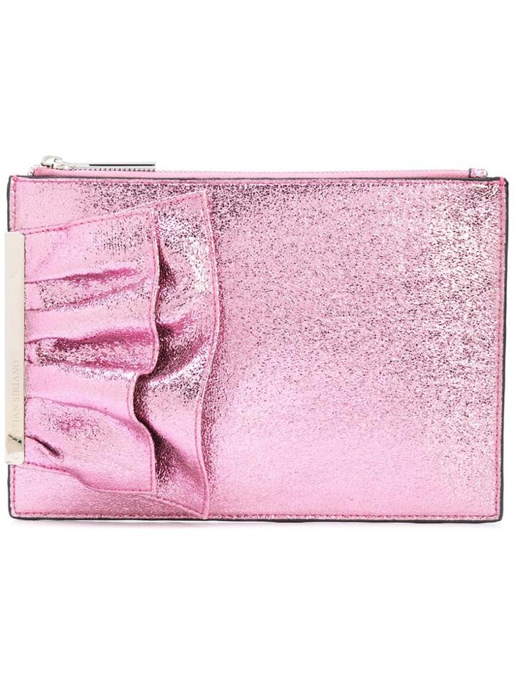 Christian Siriano Ruffle Detail Clutch Bag - Pink