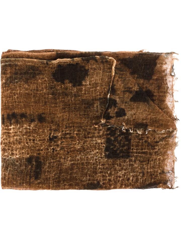 Avant Toi Tie-dye Fringed Scarf - Brown