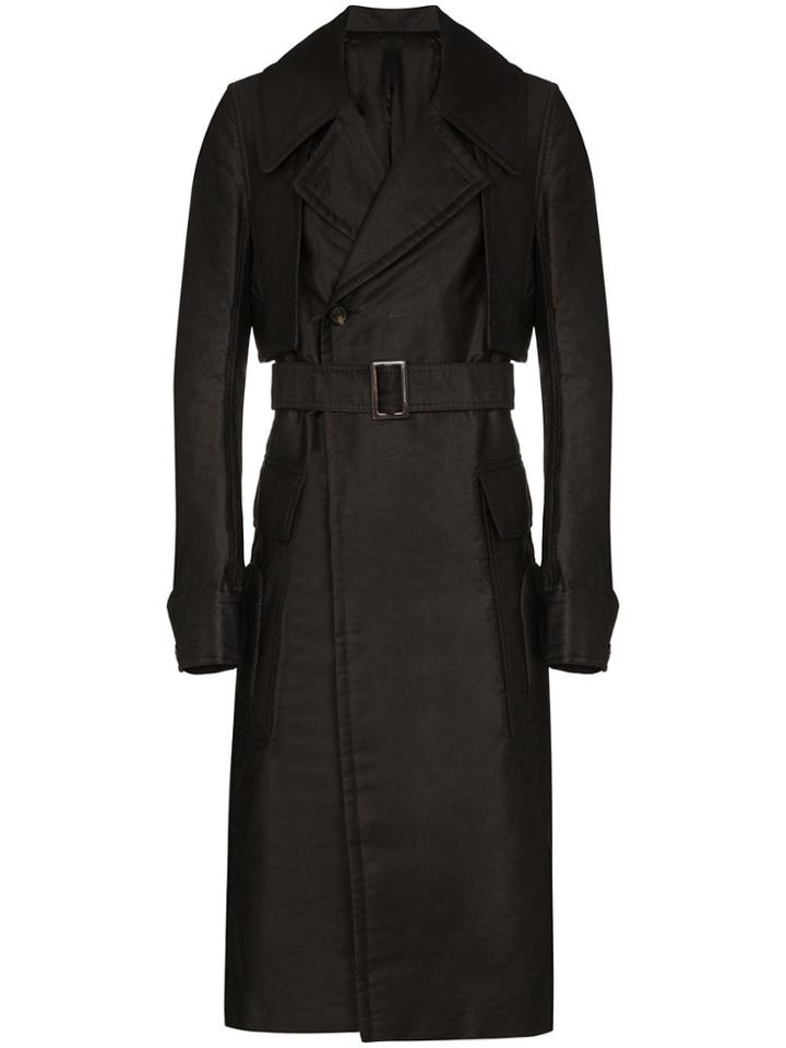 Rick Owens Double-breasted Nylon Trench Coat - Black
