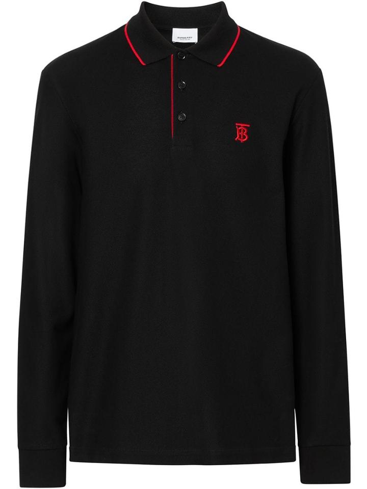 Burberry Monogram Piqué Polo Shirt - Black