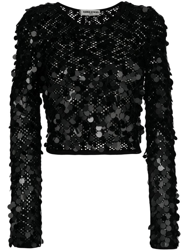 Sonia Rykiel Vintage Sequinned Net Blouse - Black