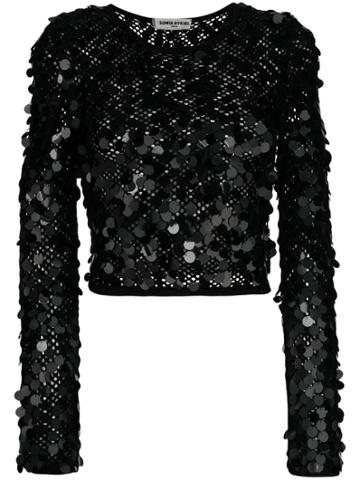 Sonia Rykiel Vintage Sequinned Net Blouse - Black