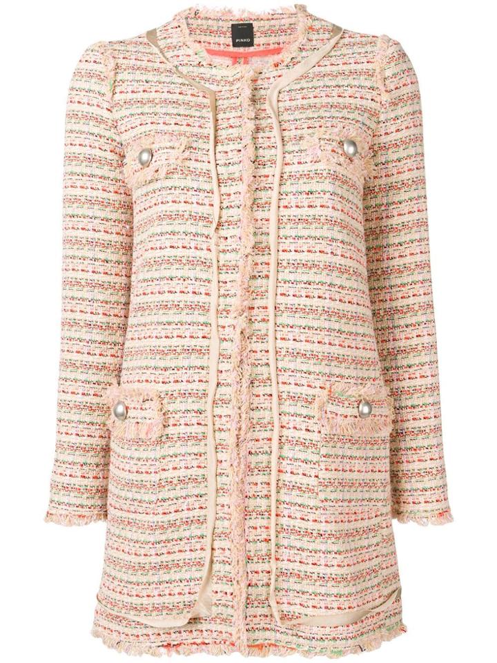 Pinko Midi Tweed Coat - Neutrals