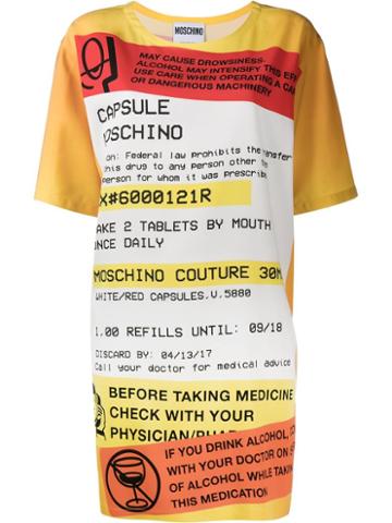 Moschino Prescription Print Shift Dress, Women's, Size: 36, Yellow/orange, Rayon/other Fibers