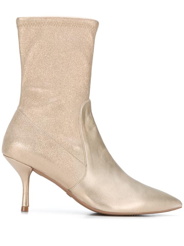 Stuart Weitzman Pointed Toe Boots - Gold