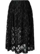 Simone Rocha - Embroidered Semi-sheer Skirt - Women - Polyamide/polyester/polyurethane - 6, Black, Polyamide/polyester/polyurethane