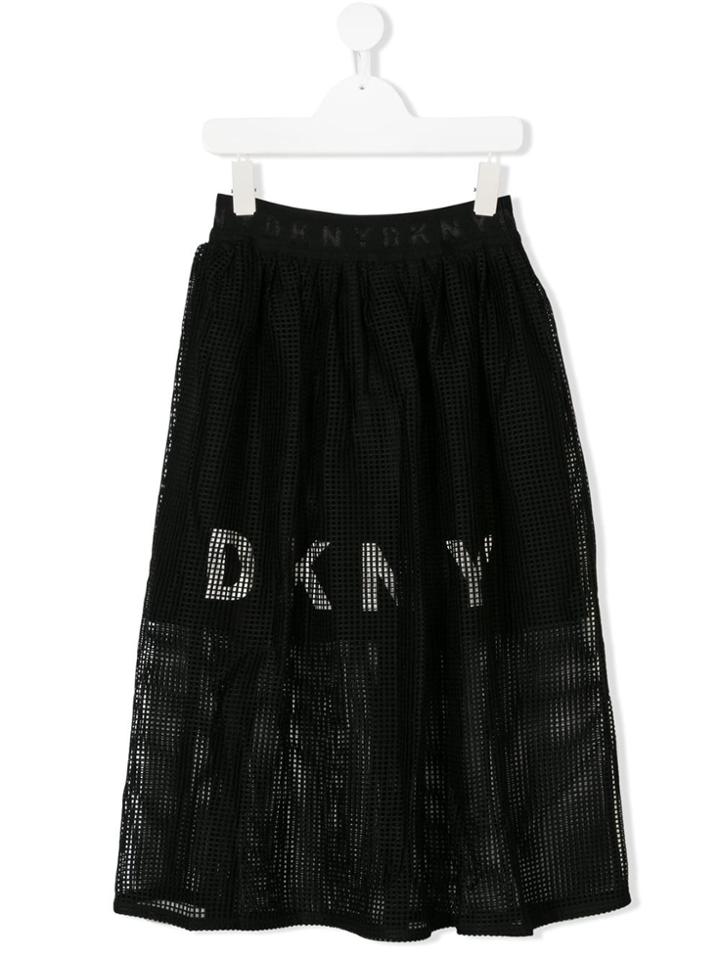 Dkny Kids Teen Logo Mesh Skirt - Black