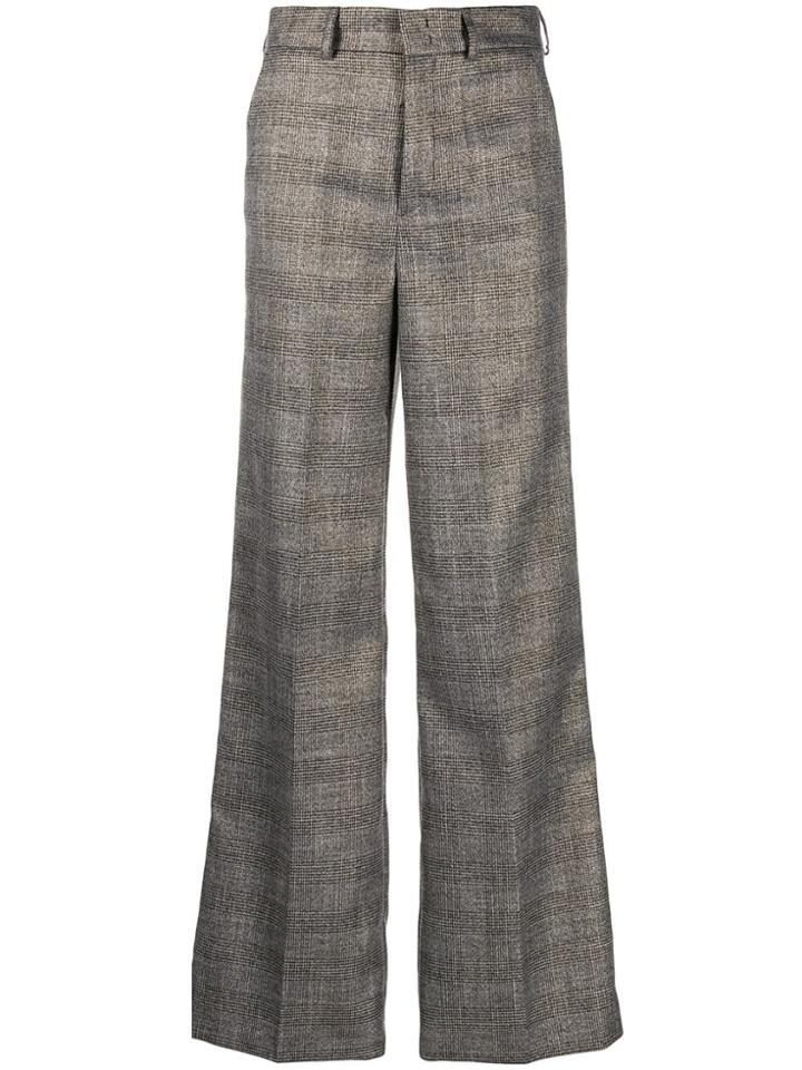Blanca Checked Wide-leg Trousers - Grey