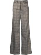 Blanca Checked Wide-leg Trousers - Grey