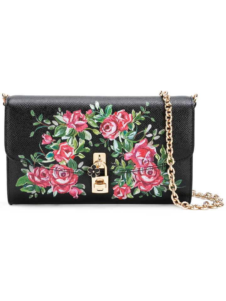 Dolce & Gabbana Rose Crossbody Bag, Women's, Black, Calf Leather/metal (other)