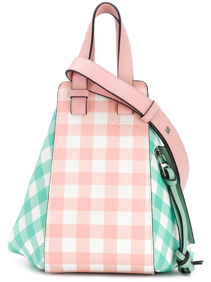 Loewe Small Gingham Hammock Bag - Green
