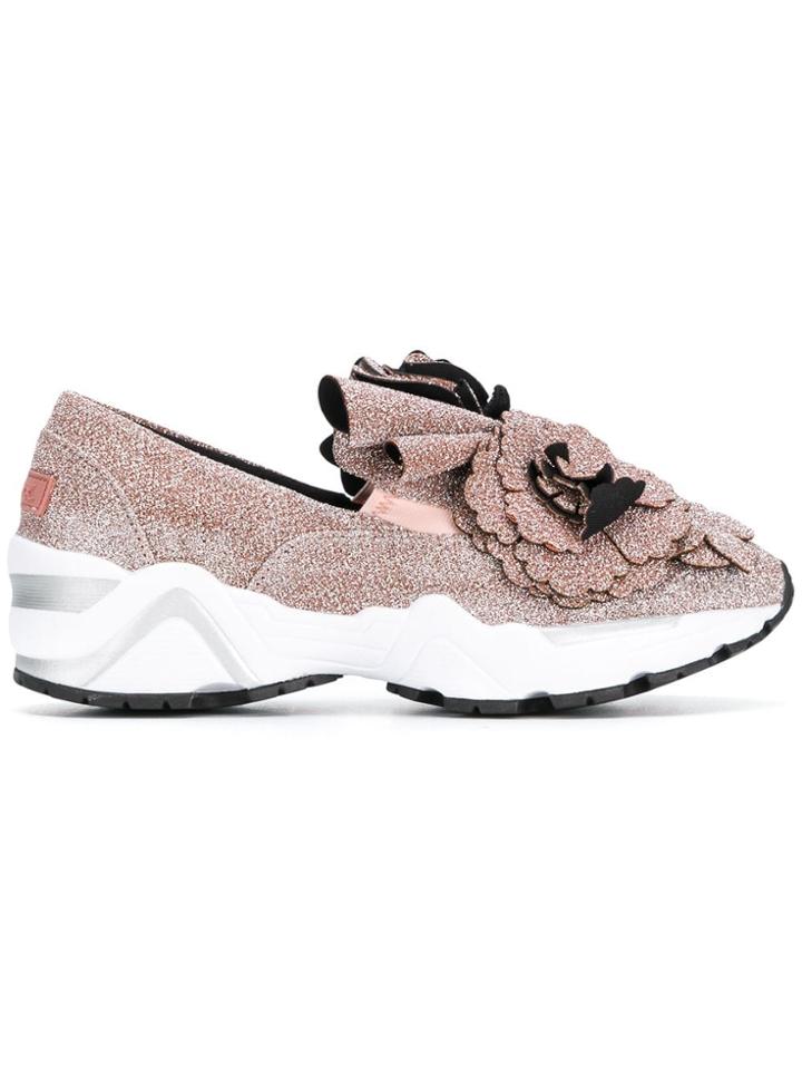 Suecomma Bonnie Flower Embellished Sneakers - Metallic
