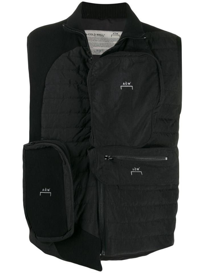A-cold-wall* Asymmetric Quilted Vest - Black