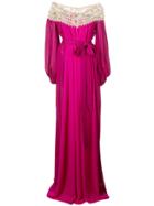 Marchesa Embellished Neckline Dress - Pink