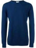 Sunspel Ribbed Round Neck Jumper, Men's, Size: Xl, Blue, Merino