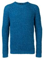 Roberto Collina Ribbed Trim Jumper, Men's, Size: 48, Blue, Cotton/polyester/linen/flax