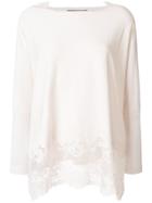 Twin-set Lace Hem Blouse - Nude & Neutrals