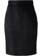 Moschino Vintage Jacquard Pencil Skirt - Black