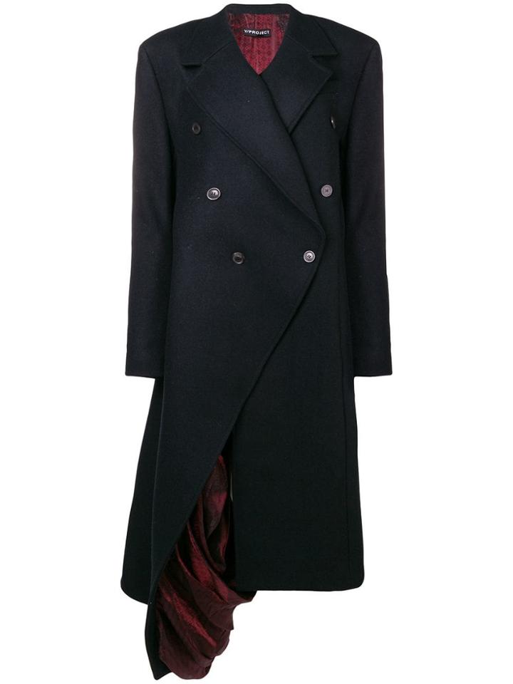 Y/project Exposed Lining Asymmetric Coat - Blue