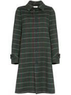 Matthew Adams Dolan Grey, Green And White Opera Back Check Wool Coat