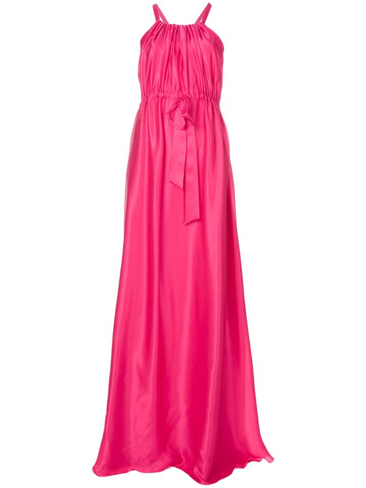 Lanvin Flared Cinched Waist Gown - Pink & Purple