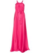 Lanvin Flared Cinched Waist Gown - Pink & Purple