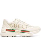 Gucci Rhyton Fake Logo Leather Sneakers - Nude & Neutrals