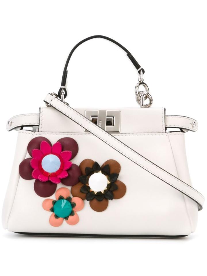 Fendi Micro 'peekaboo' Crossbody Bag, Women's, White