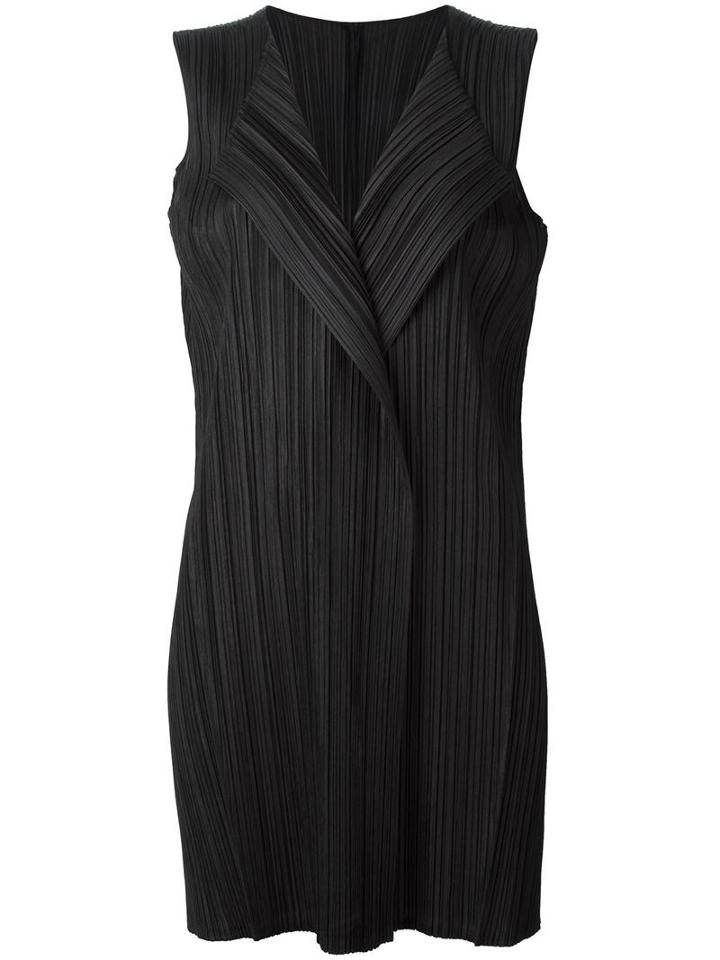 Pleats Please By Issey Miyake Pleated Waistcoat, Women's, Size: Large, Black, Polyester