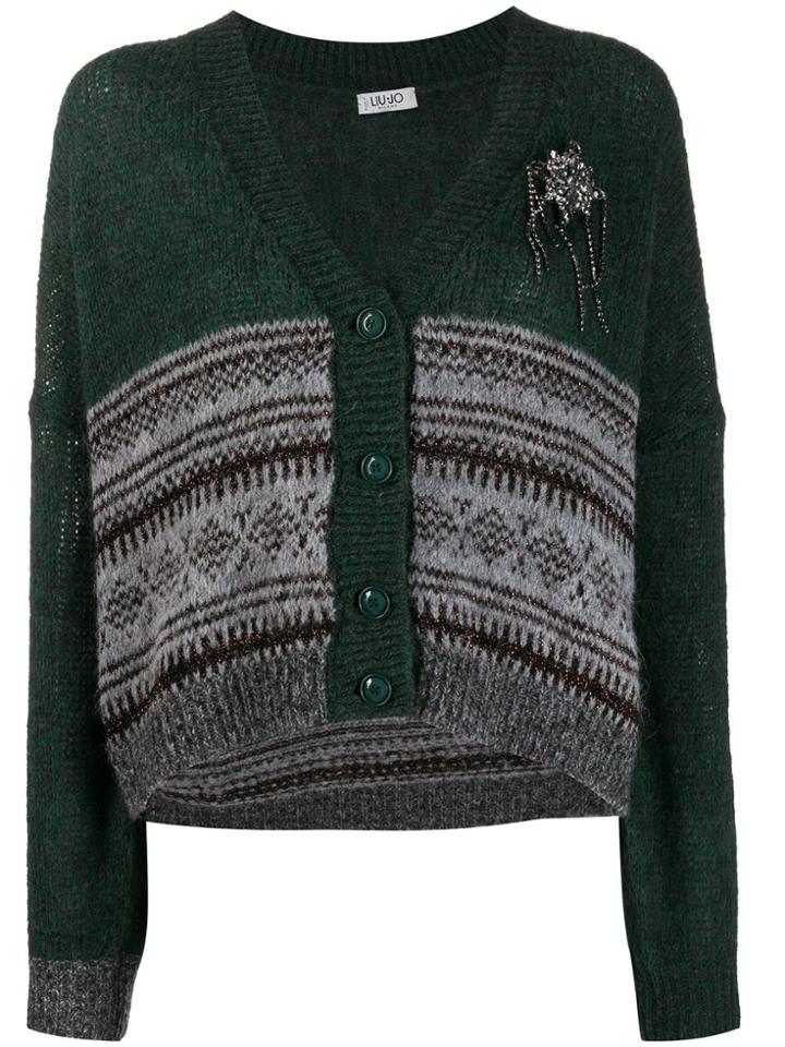 Liu Jo Fair Isle Knitted Cardigan - Green