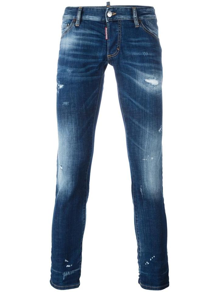 Dsquared2 Clement Bleached Distressed Jeans, Men's, Size: 46, Blue, Cotton/spandex/elastane/polyester