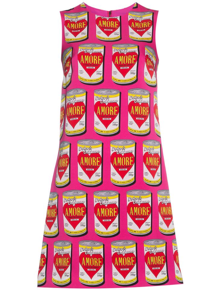 Dolce & Gabbana Can Of Amore A-line Silk Dress - Pink & Purple