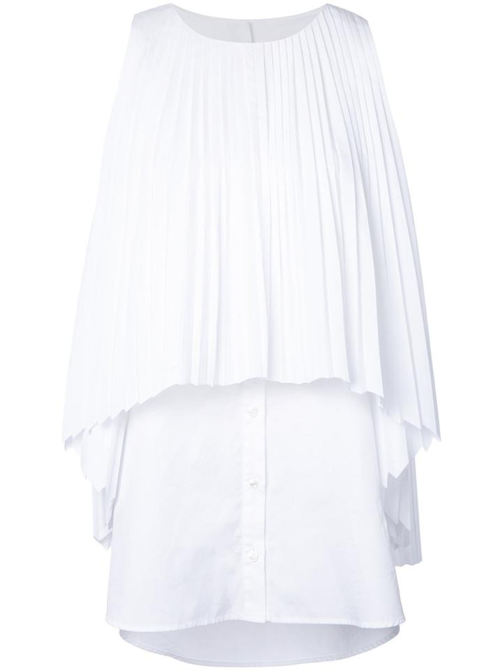 Monographie - Pleated Layered Blouse - Women - Cotton - M, White, Cotton