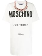 Moschino Printed Logo T-shirt Dress - White