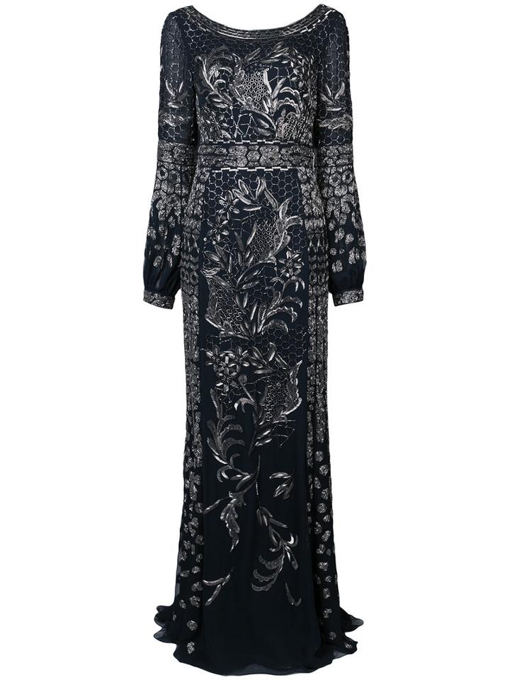 J. Mendel - Embellished Drape Back Gown - Women - Silk - 6, Blue, Silk