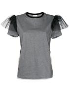 Red Valentino Tulle Sleeve T-shirt - Grey
