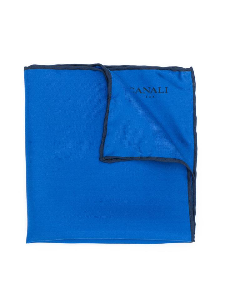 Canali Bordered Pocket Square - Blue