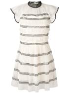 Red Valentino Sequin Embroidered Striped Dress - Neutrals