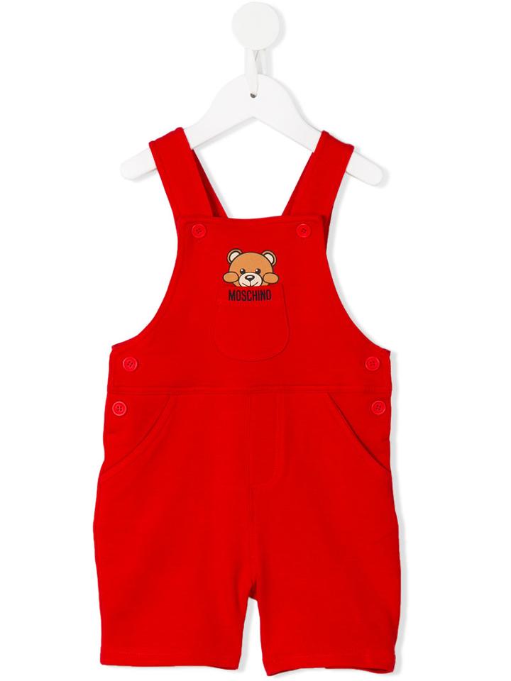 Moschino Kids - Teddy Bear Dungarees - Kids - Cotton/spandex/elastane - 2 Yrs, Red
