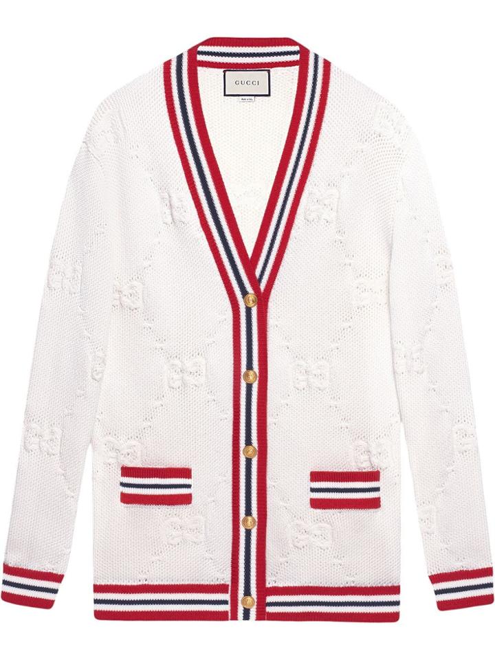 Gucci Gg Knit Elongated Cardigan - White