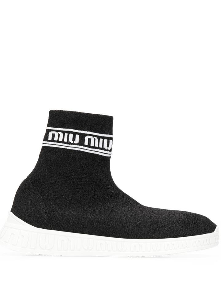 Miu Miu Run Hi-top Sneakers - Black