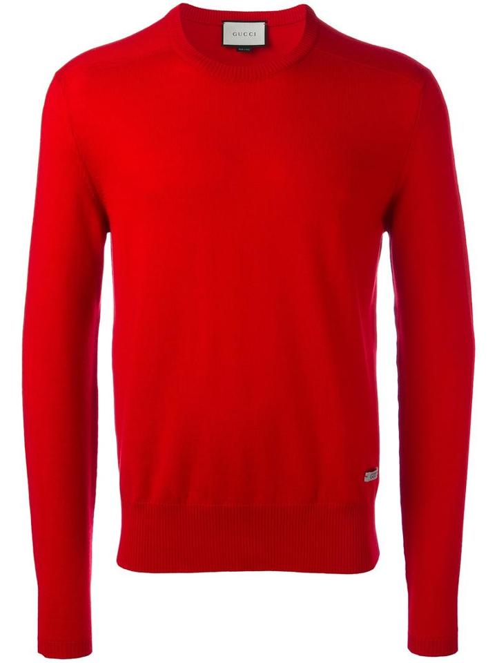 Gucci Crew Neck Knitted Jumper, Men's, Size: Large, Red, Wool