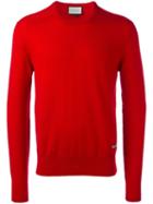 Gucci Crew Neck Knitted Jumper, Men's, Size: Large, Red, Wool