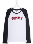 Tommy Hilfiger Junior Teen Logo Print Jersey Top - White