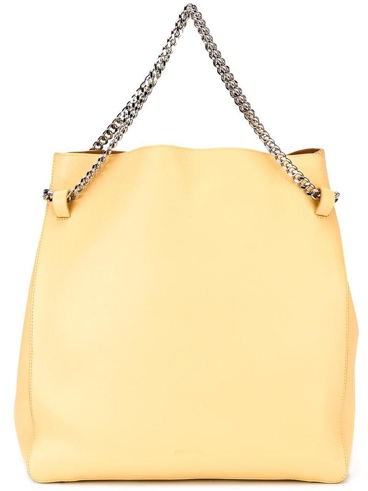 Jil Sander Double Chain Straps Tote, Women's, Yellow/orange, Calf Leather