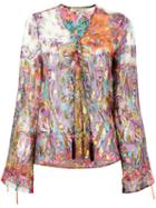 Etro Beaded Tassel Lace Up Blouse, Women's, Size: 44, Silk/other Fibres