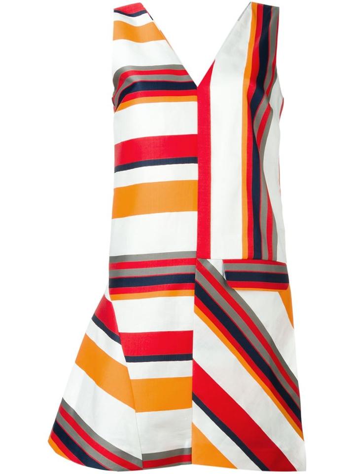 Msgm Flared Detail Striped Dress