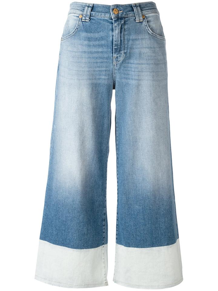 7 For All Mankind Panel-detail Cropped Jeans, Women's, Size: 27, Blue, Cotton/spandex/elastane